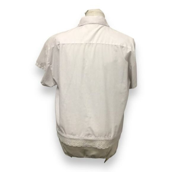 Separate Issue Women’s Short Sleeve Collar Button Front Blouse, White, size L - Picture 4 of 6